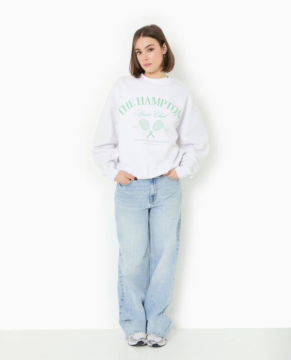 Sweat col rond avec grand print devant blanc - Pimkie
