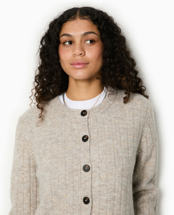Gilet en maille côtes plates beige - Pimkie