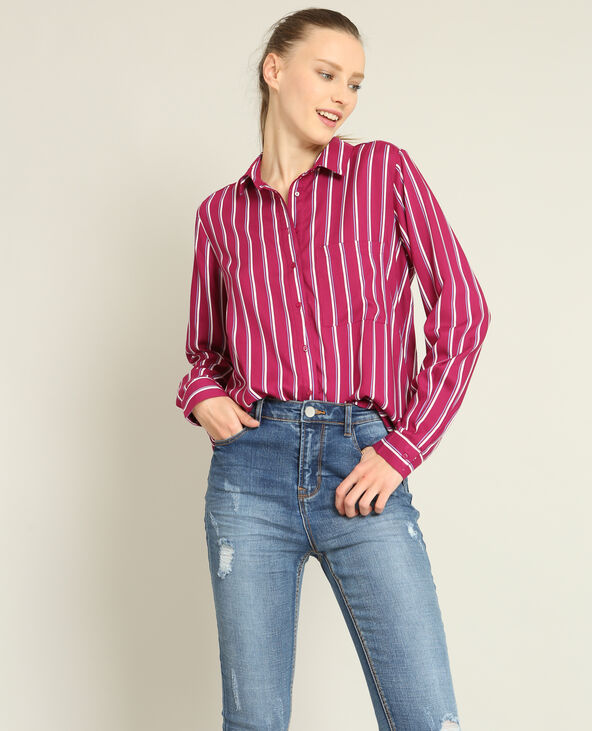 Chemise à rayures bordeaux - Pimkie