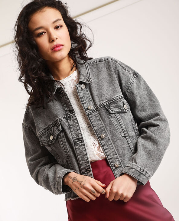 Veste jean hot sale courte oversize