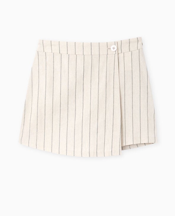 Jupe short avec lin motif rayures blanc - Pimkie