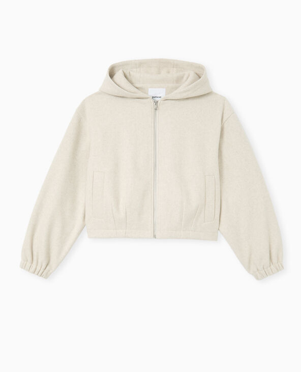 Blouson zippé avec capuche effet drap de laine beige - Pimkie