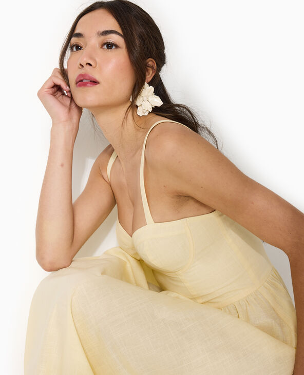 Robe longue encolure balconnet jaune - Pimkie