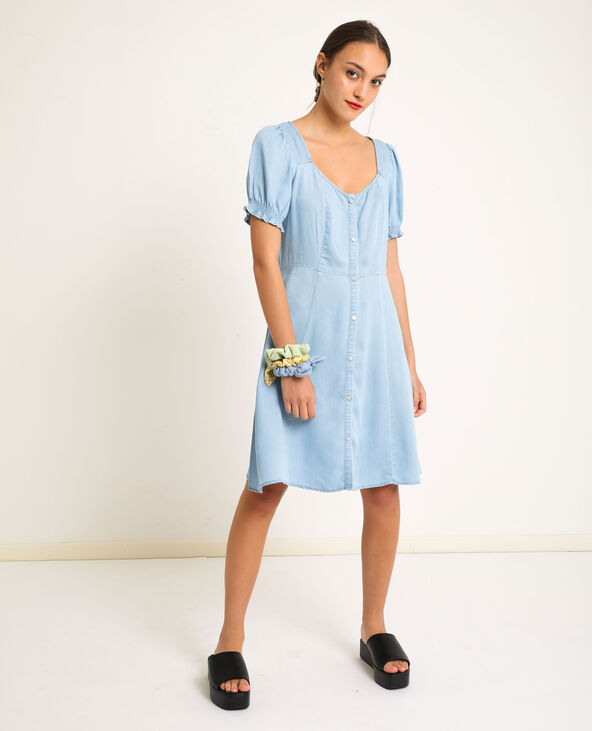 Robe fluide boutonnée bleu clair - Pimkie