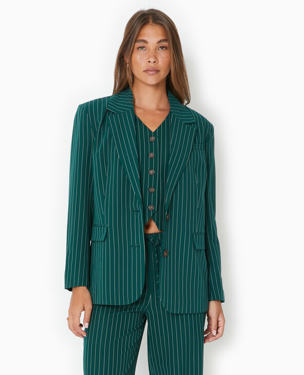 Veste blazer oversize avec rayures banquier vert foncé - Pimkie
