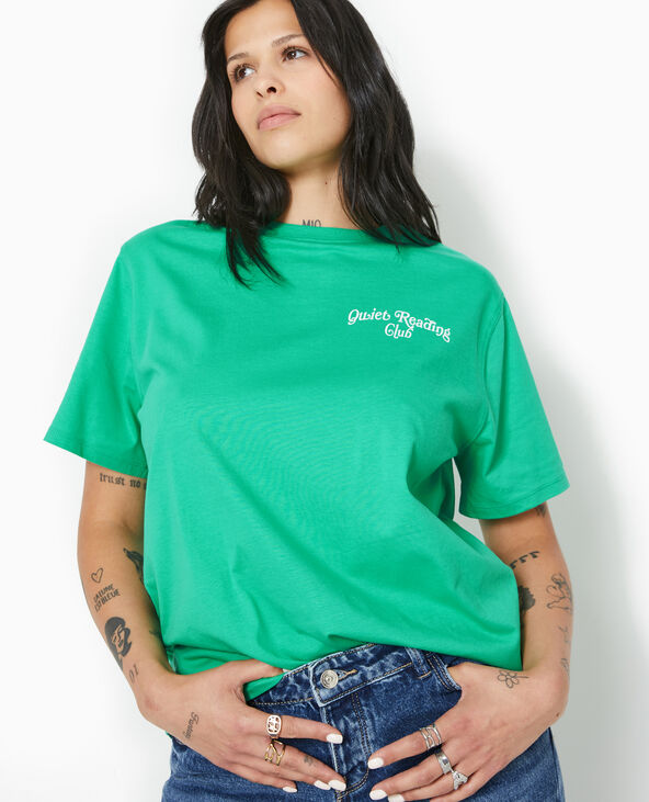 T-shirt oversize avec print poitrine et dos vert - Pimkie