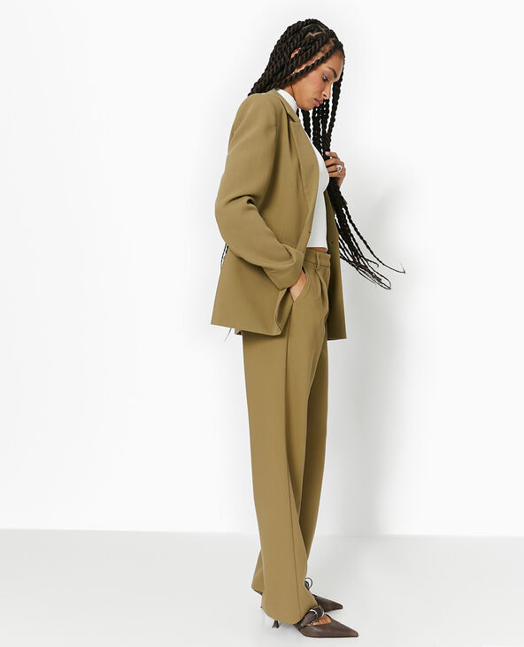 Pantalon droit avec pinces vert kaki - Pimkie