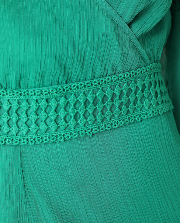 Combishort fluide avec guipure vert foncé - Pimkie