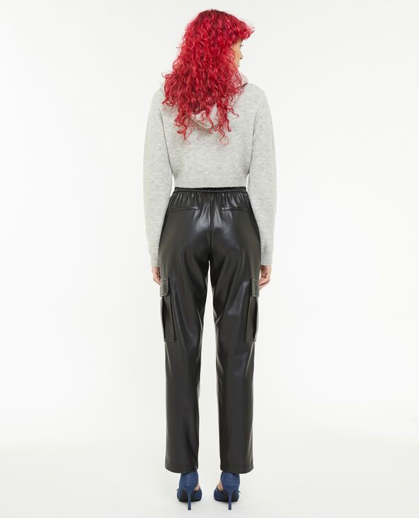 Pantalon cargo en simili cuir noir - Pimkie