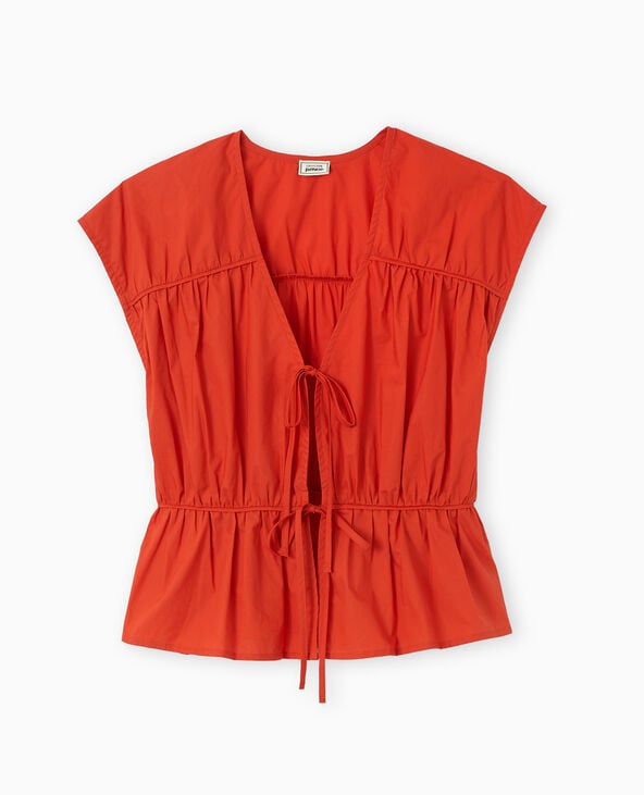 Blouse sans manches avec liens à nouer et fronces rouge - Pimkie