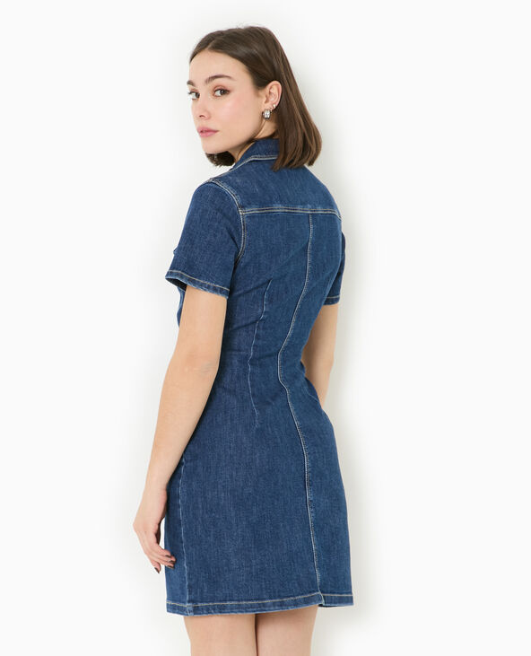 Robe courte et moulante en jean bleu - Pimkie