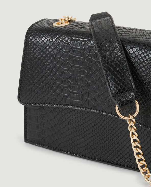 Sac boxy façon croco noir - Pimkie