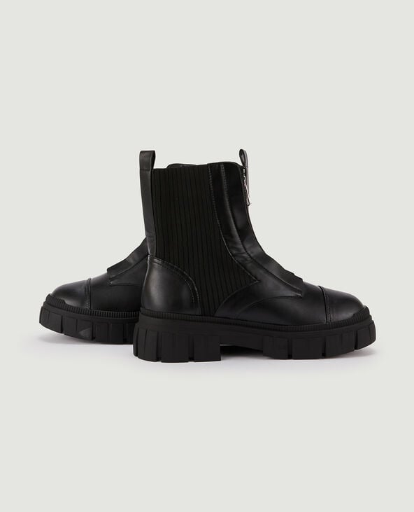 Boots zippées bimatières noir - Pimkie