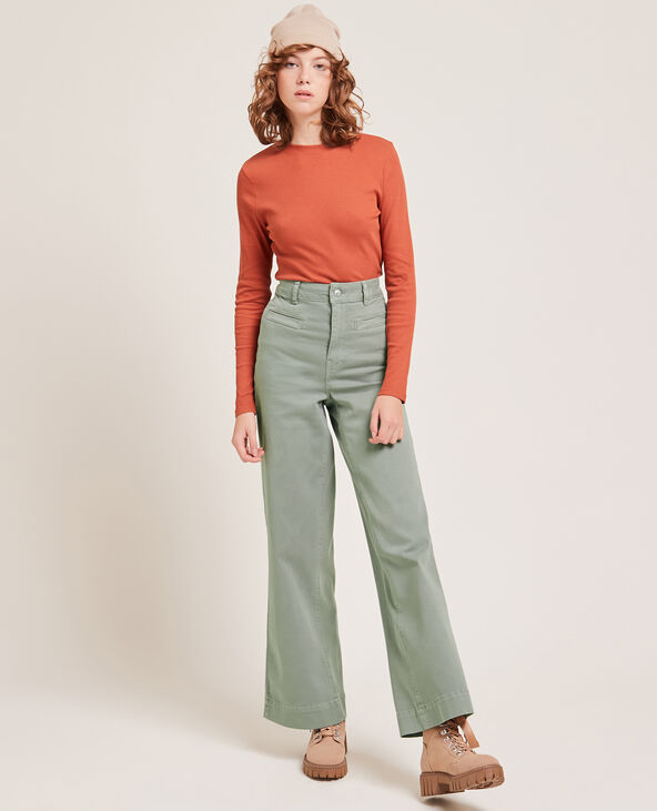 Pantalon denim large vert - Pimkie