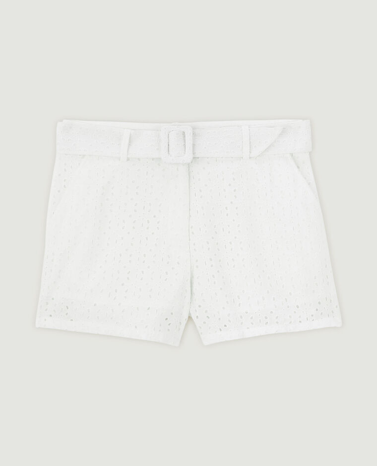 Short broderie anglaise avec ceinture blanc - Pimkie
