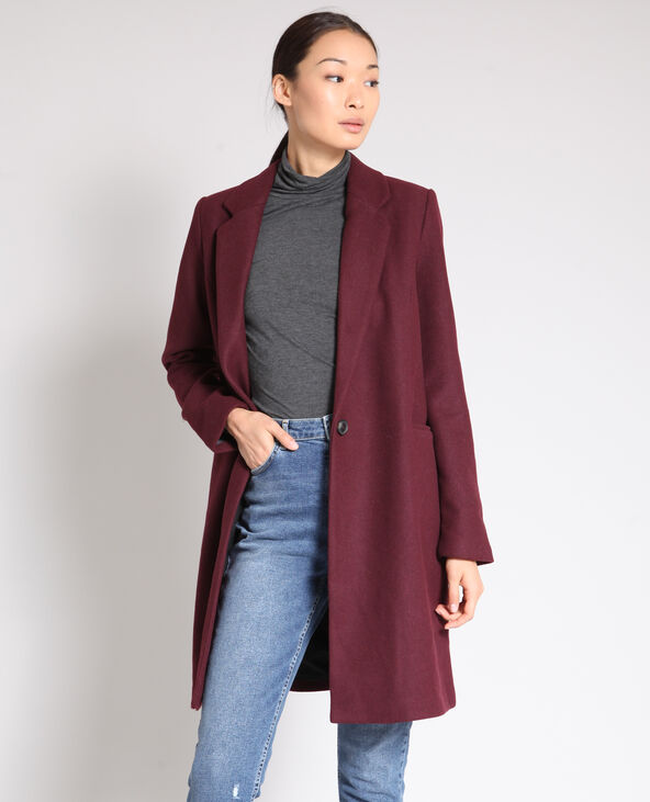 Manteau long bordeaux femme store
