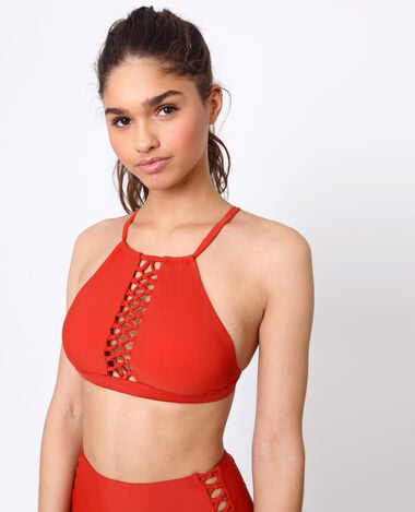 Haut de bikini à lacets marron - Pimkie
