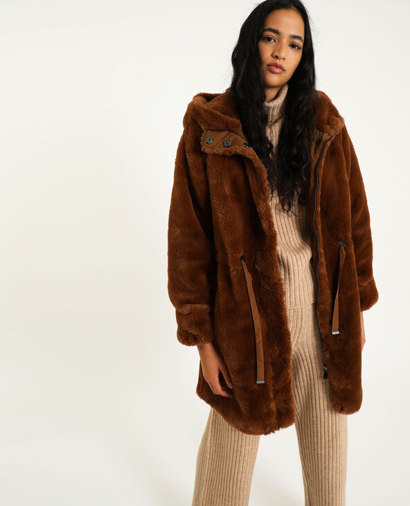 Manteau fausse fourrure marron - Pimkie