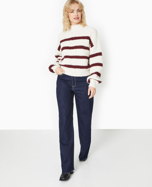 Pull grosse maille avec rayures blanc - Pimkie
