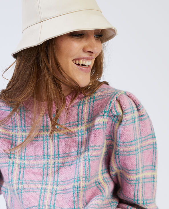 Pull à carreaux rose - Pimkie