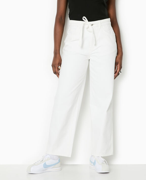 Jean baggy taille basse avec ceinture à nouer blanc - Pimkie
