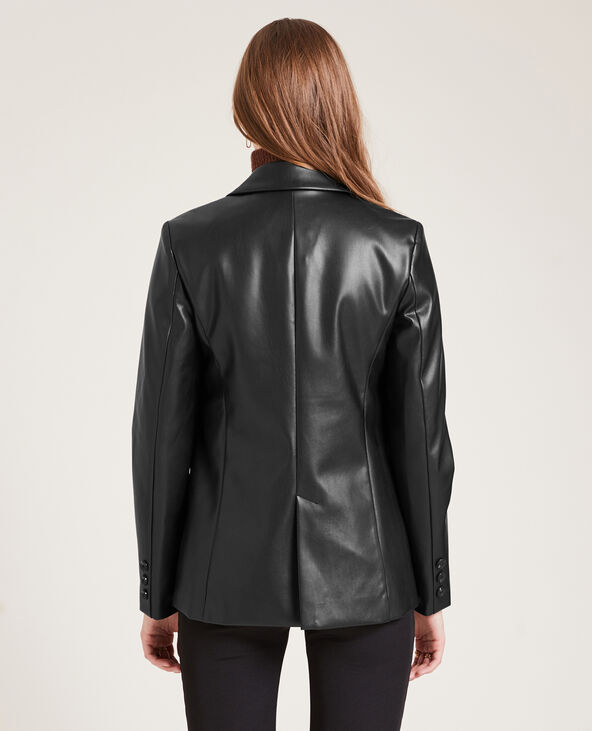 Veste blazer en simili cuir noir - Pimkie