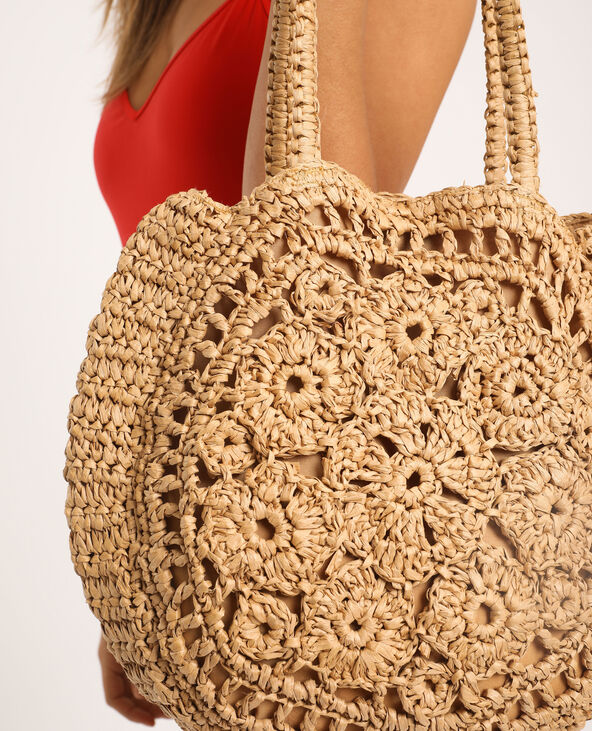 Sac rond en rafia beige - Pimkie