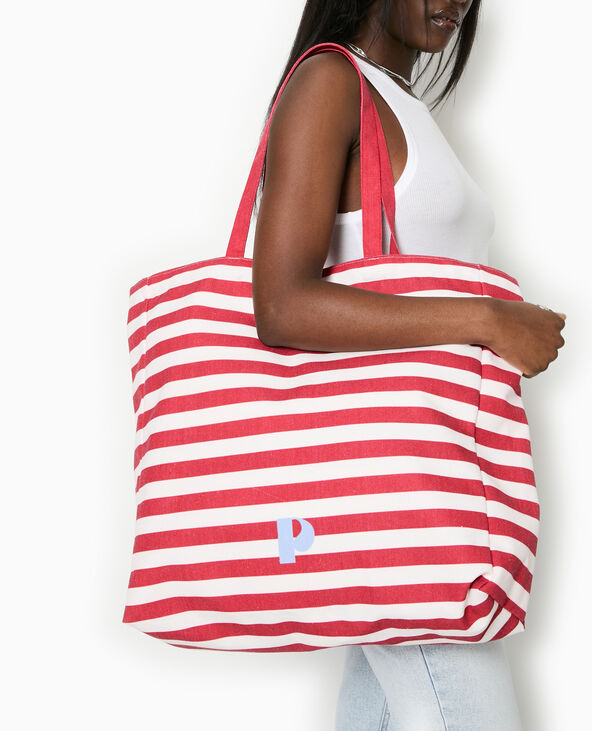Grand totebag rayé rouge - Pimkie