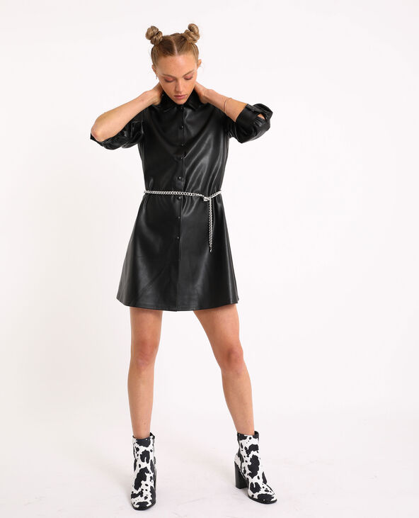 Robe simili cuir noir - Pimkie