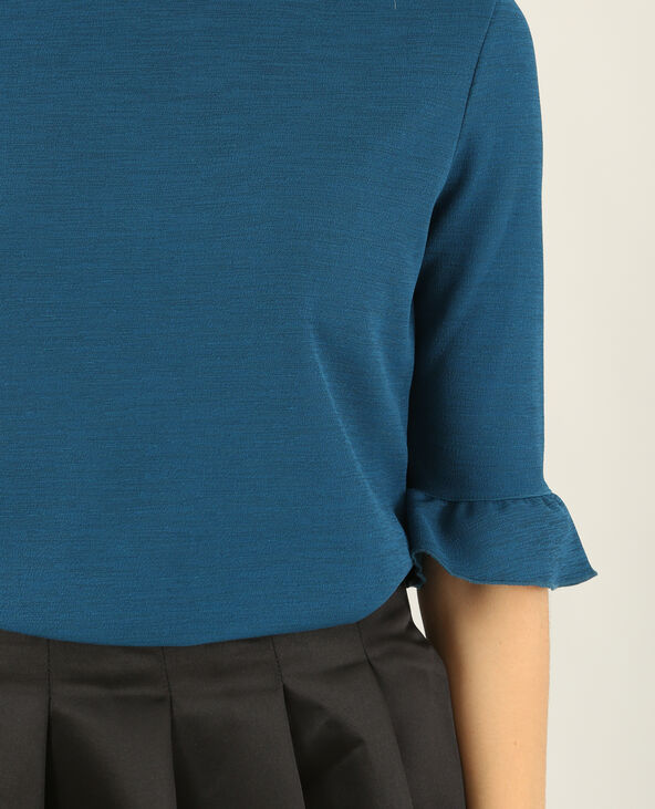 T-shirt manches volantées bleu foncé - Pimkie