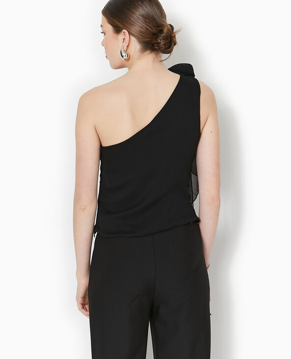 Top asymétrique one shoulder avec fleur noir - Pimkie