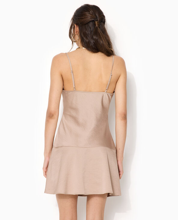 Robe courte en tissu satiné col bénitier gris clair - Pimkie