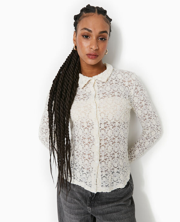 Chemise en dentelle blanc - Pimkie
