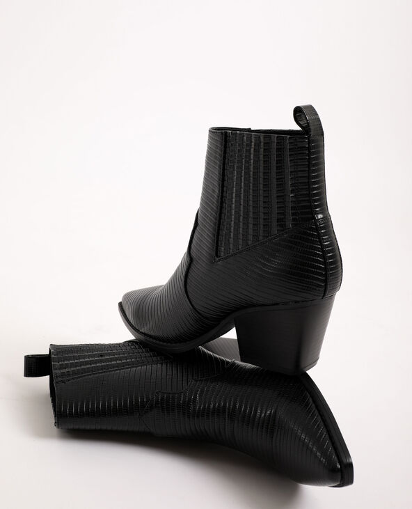 Boots western en simili cuir noir - Pimkie