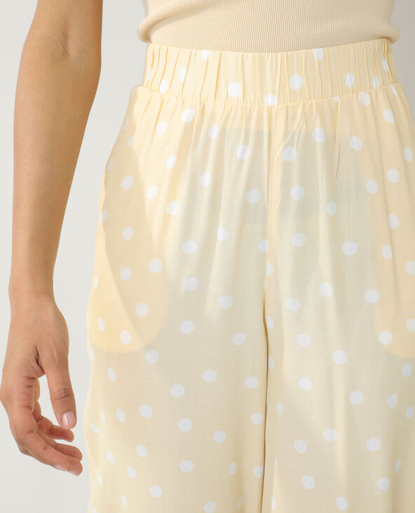 Pantalon wide leg à pois sable - Pimkie