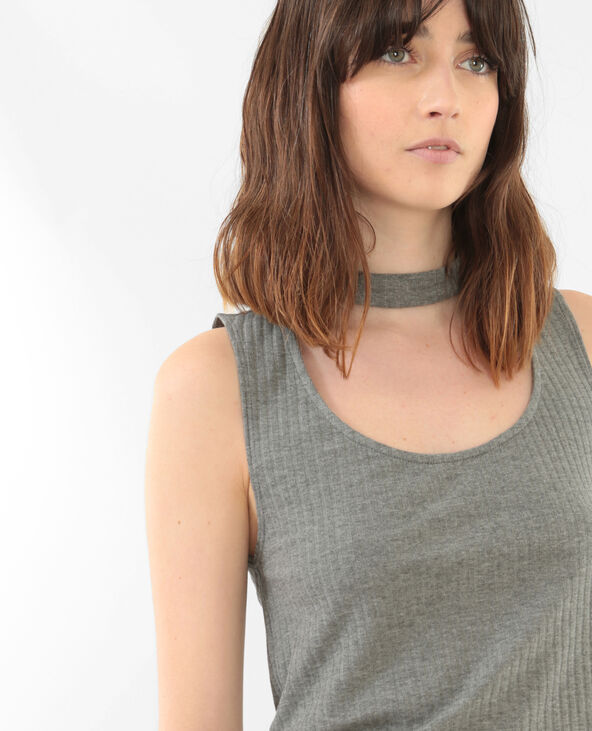 Cropped top choker gris chiné - Pimkie