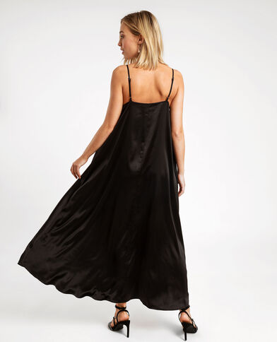 Robe longue satinée noir - Pimkie