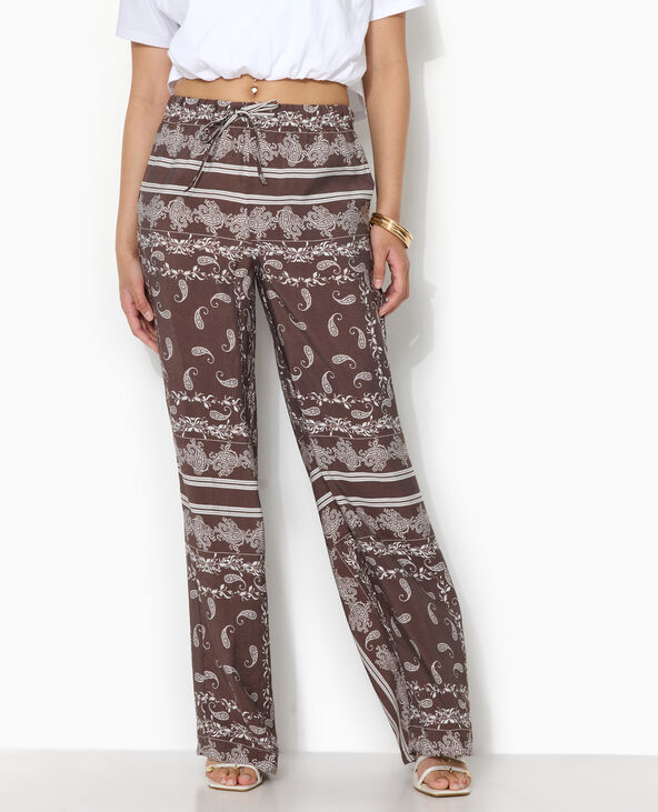 Pantalon taille coulissée motif bandana marron - Pimkie