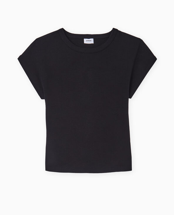 T-shirt ajusté manches raccourcies noir - Pimkie