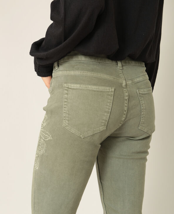 Pantalon skinny brodé vert de gris - Pimkie
