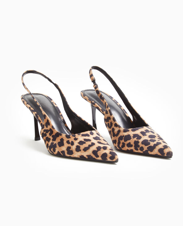Escarpins bout pointu talon ouvert motif léopard beige - Pimkie