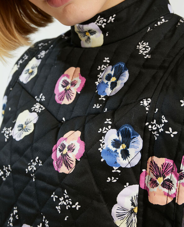 Sweat matelassé à fleurs noir - Pimkie