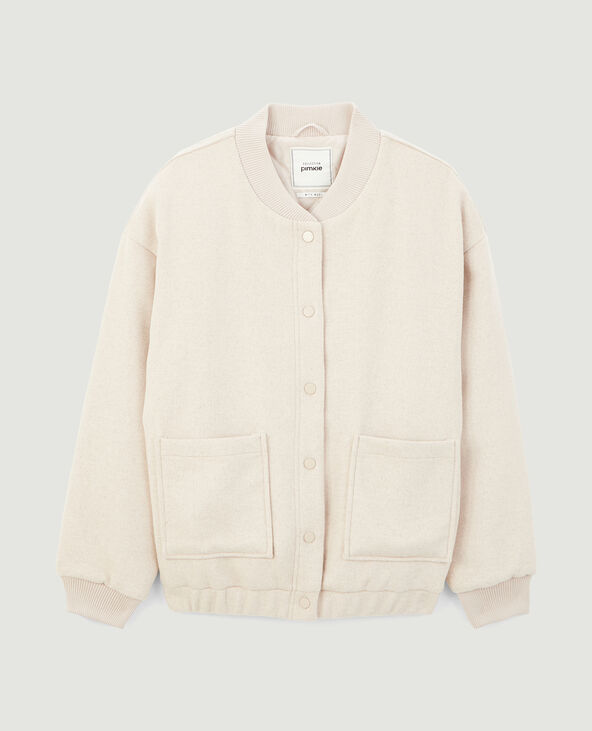 Bomber oversize en drap de laine blanc - Pimkie
