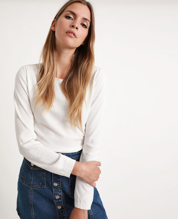 Pull plumetis reliefé blanc - Pimkie