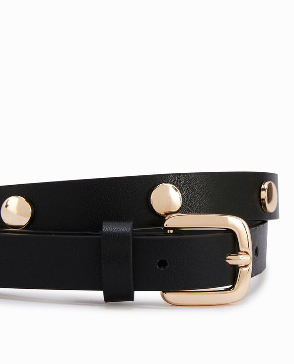 Ceinture fine avec clous dorés noir - Pimkie