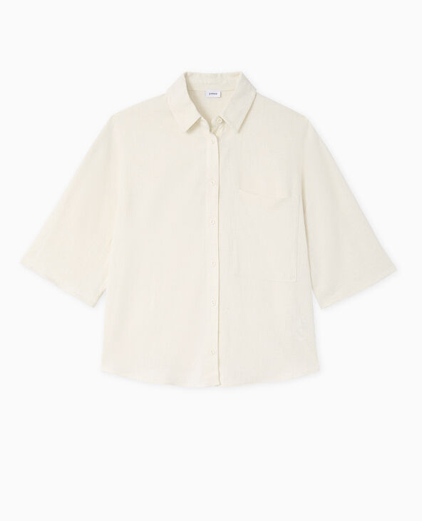 Chemise oversize avec lin beige - Pimkie
