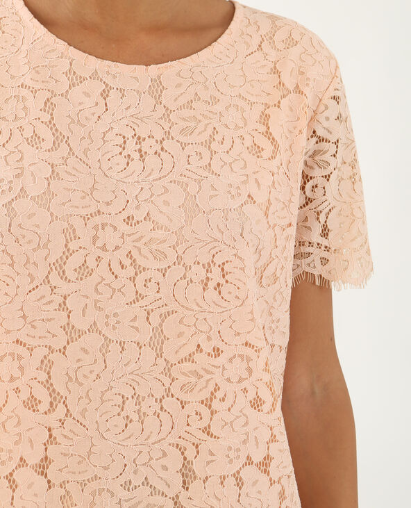 T-shirt en dentelle rose clair - Pimkie