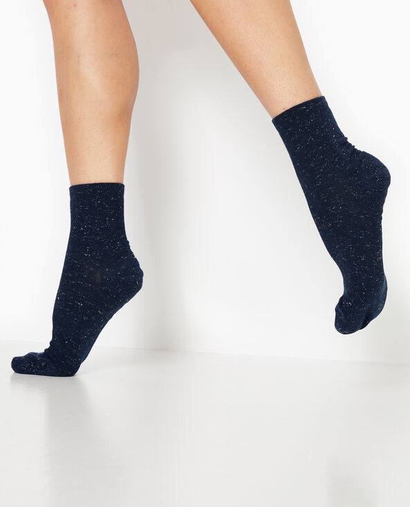 Chaussettes avec fils lurex effet paillettes bleu marine - Pimkie
