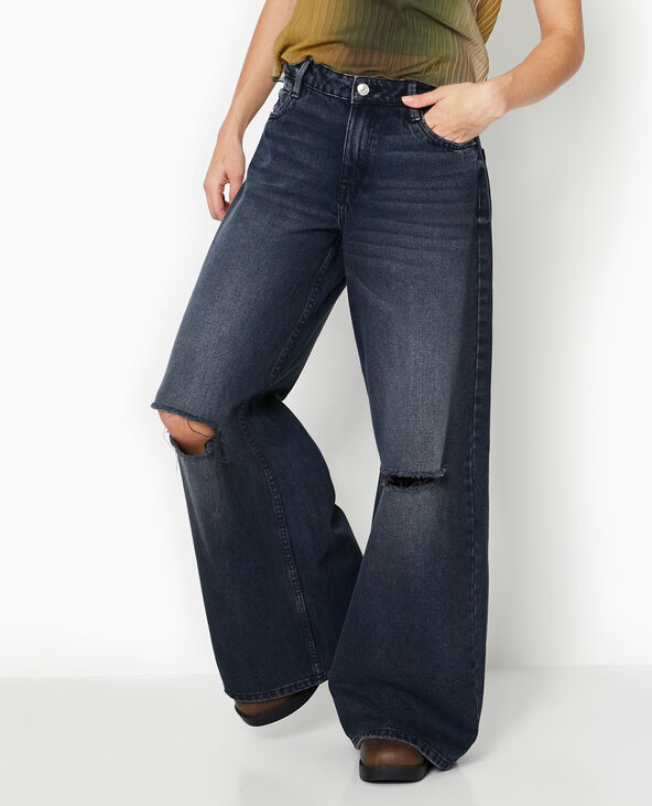 Jean baggy destroy taille basse bleu - Pimkie