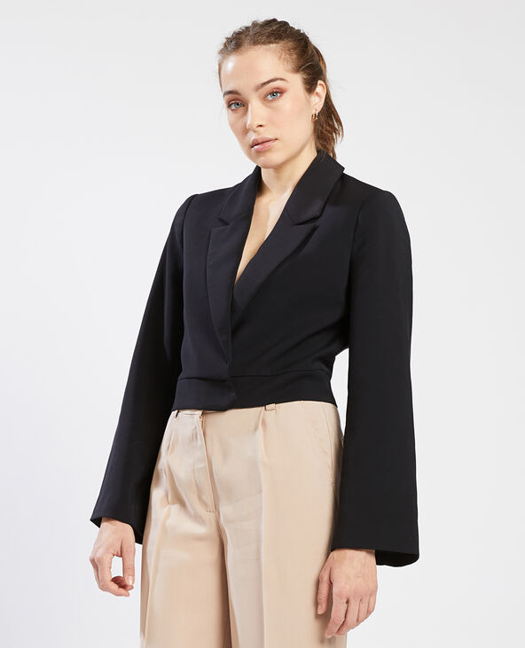 Veste courte croisée dos noir - Pimkie